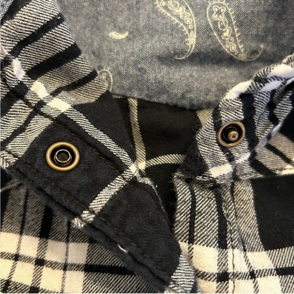 Plaid Button Down Shirt Black White Jachs Girlfriend Large 🖤🤍🖤🤍 - Picture 3 of 8